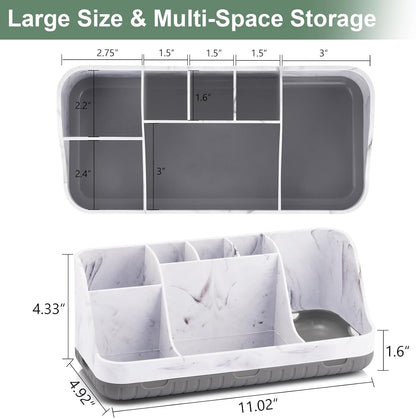 Detachable 7-Slot Marble Bathroom Organizer for Electric Toothbrushes and Toothpaste 