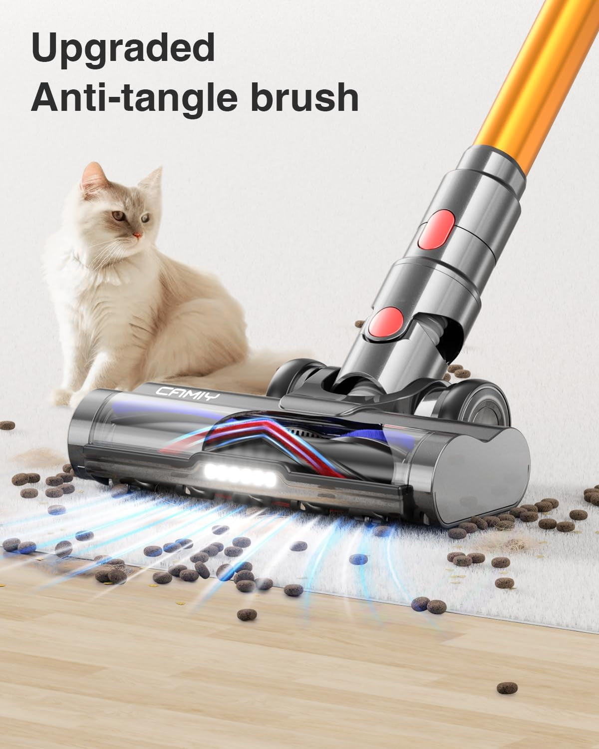 High-Performance Cordless Vacuum Cleaner with 45Kpa Suction Power, 550W Motor, 60-Minute Runtime, Touch Screen , Anti-Tangle - 1.5L Dust Cup
