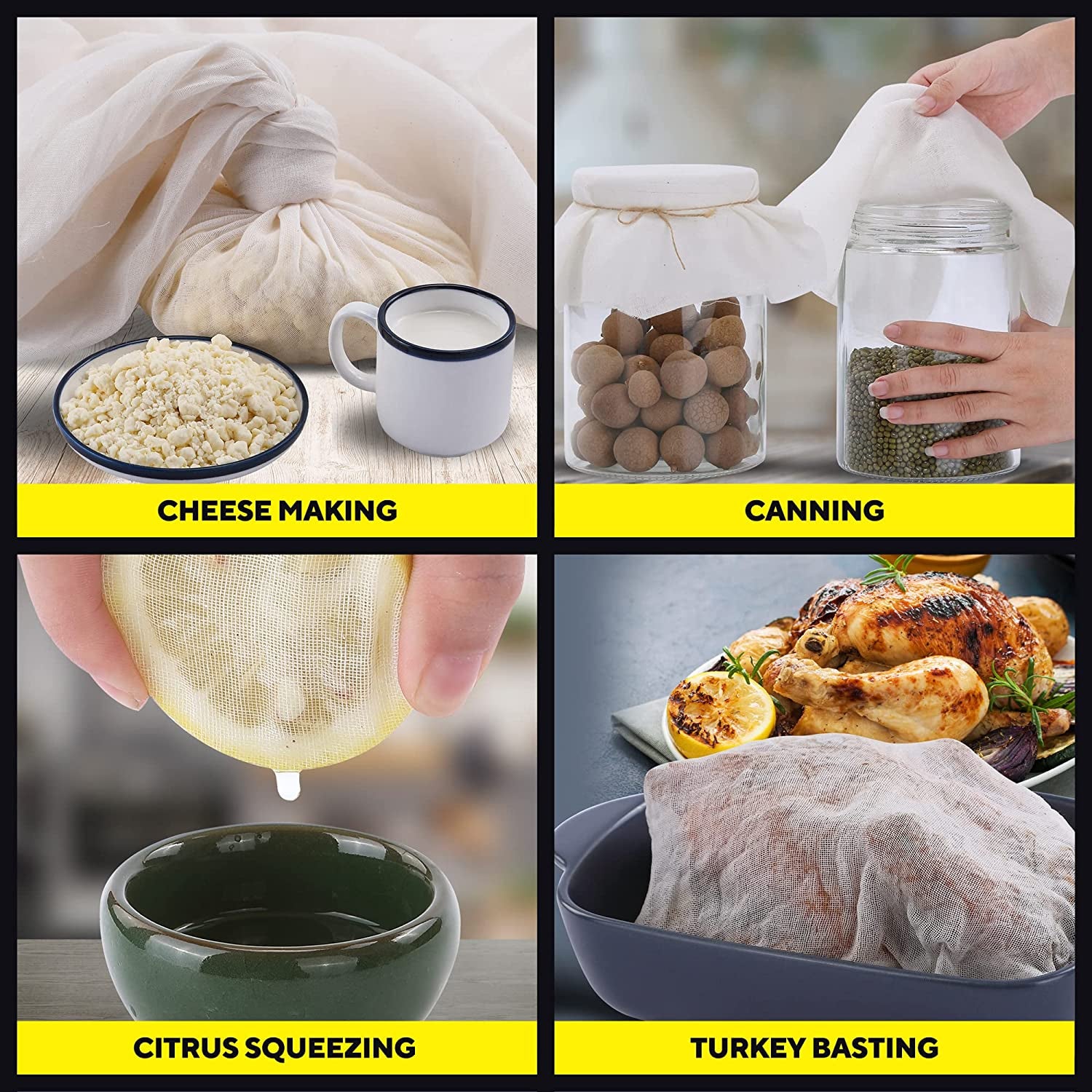 Premium Grade 90 Cheesecloth - 100% Pure Unbleached Cotton, Reusable Ultra Fine Fabric for Straining and Butter Muslin, 9 Sq ft