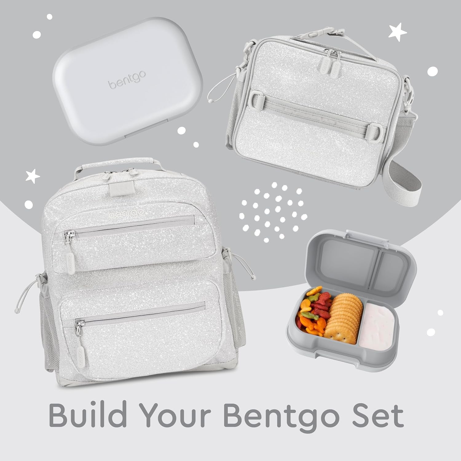 Children's Leak-Proof Lunch Box with Reusable Ice Pack - 4-Compartment Bento Container, Microwave & Dishwasher Safe, 2-Year Warranty (Gray)