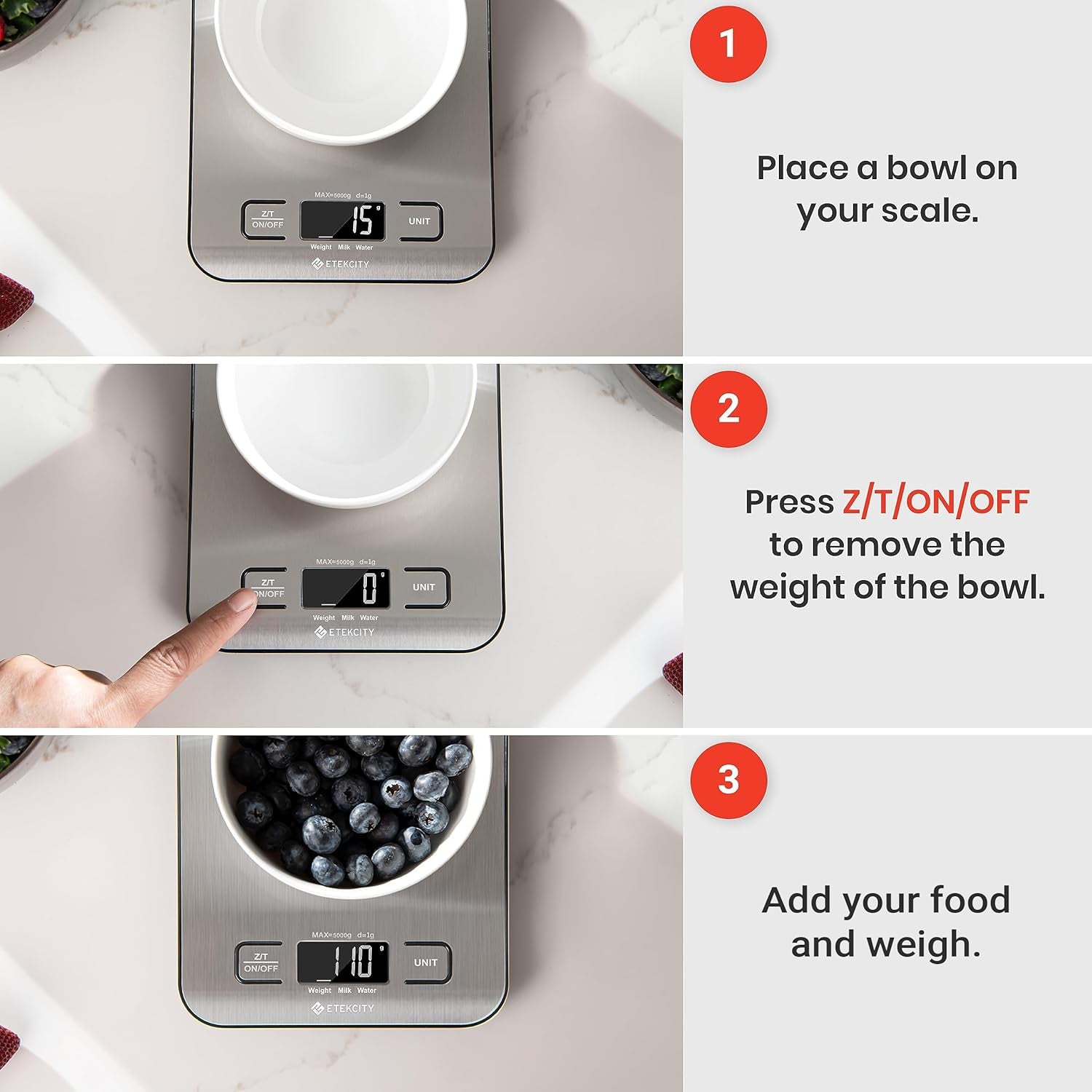 Digital Kitchen Scale for Grams and Ounces - Ideal for Weight Loss, Baking, Cooking, Keto, Meal Prep, and Postal Use - Compact Design in 304 Stainless Steel