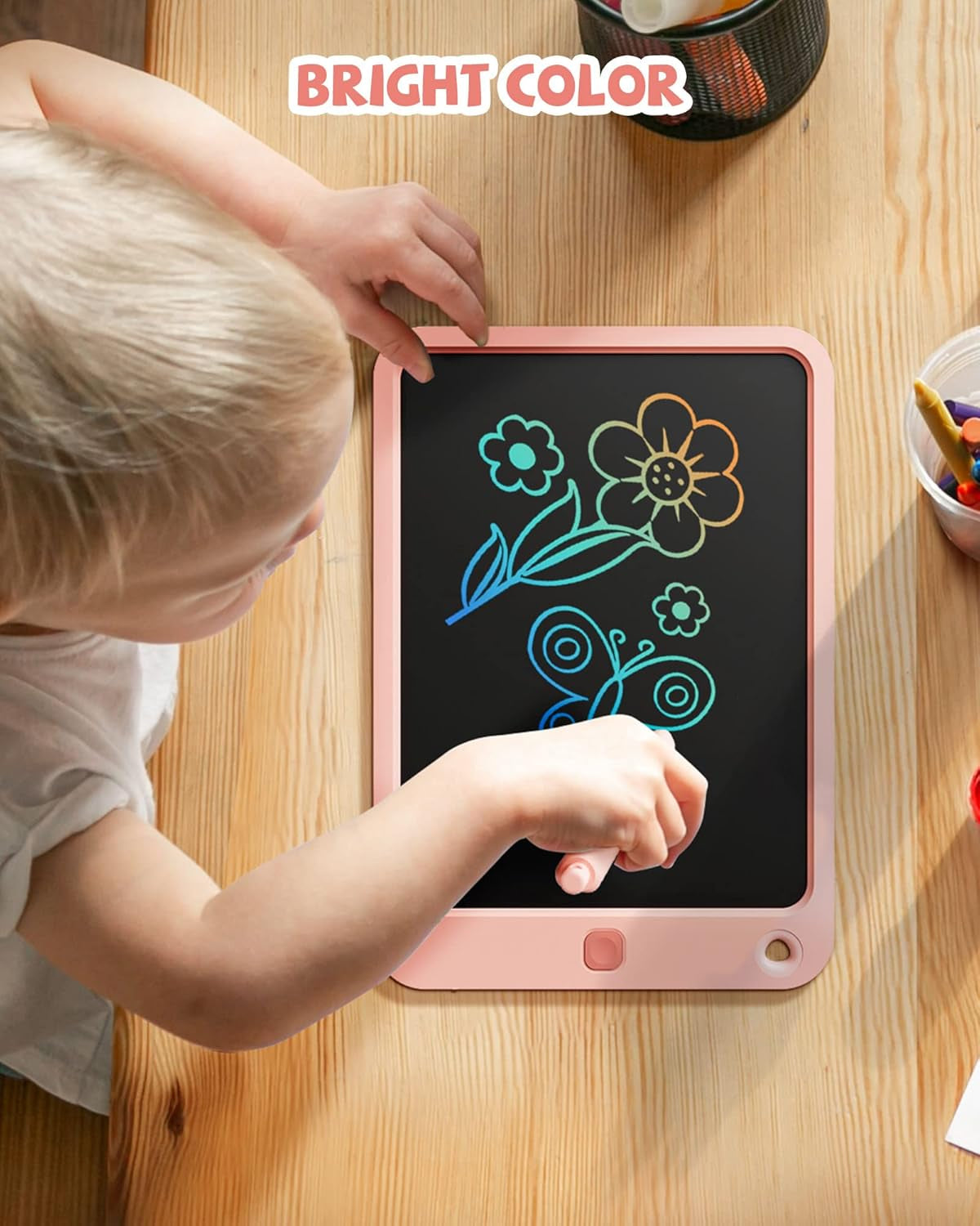 Colorful Doodle Board Drawing Tablet- Children, Memo Board and Drawing Pad-Lanyard, Educational Travel Toy Ages 3+ (Pink)