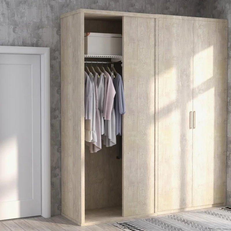 Adjustable Closet Organization System with Shelving and Hanging Rods for 4 to 6 Feet Spaces