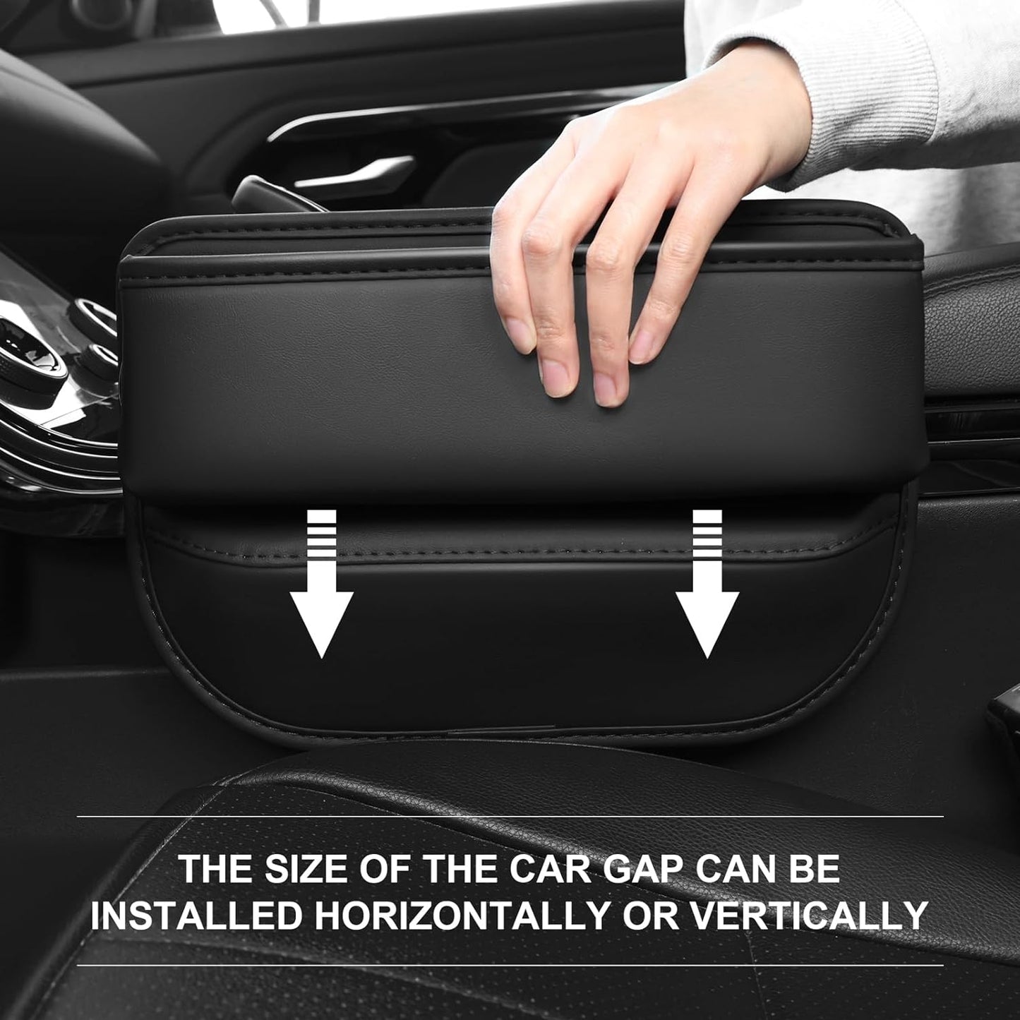 Leather Car Seat Gap Filler and Organizer - Black (1 Piece)