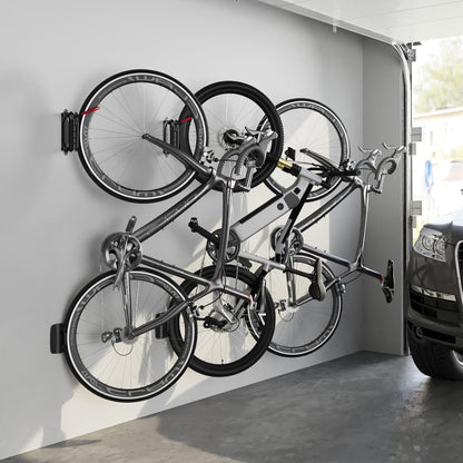 Swivel Bike Wall Mount - Space-Saving Vertical Bike Rack for Garage Storage, Holds Up to 66 lbs, 4-Pack, Red