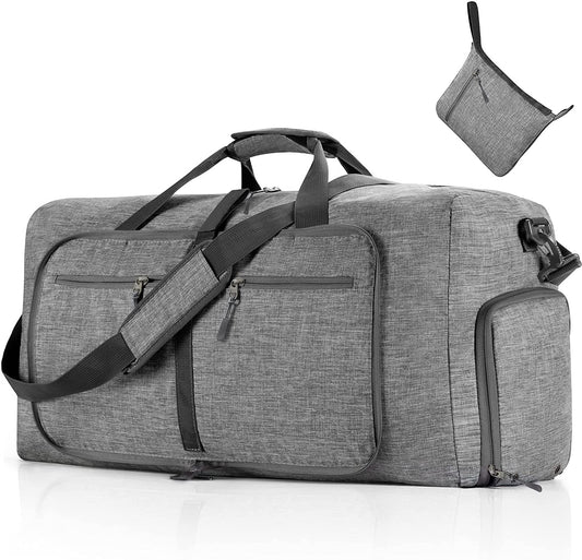 Men's Travel Duffle Bag with Shoe Compartment, Foldable Waterproof and Tear-Resistant Overnight Bag Available in 65L, 85L, and 115L