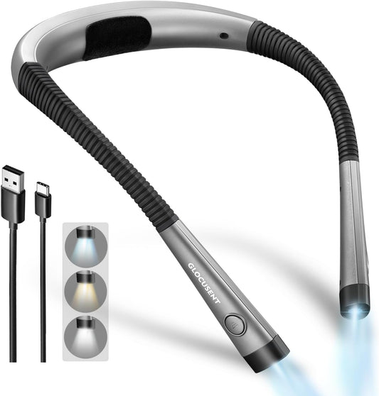 Rechargeable Book Light with 3 Color Temperatures and Flexible Neck - 80 Hours of Use for Reading, Knitting, Camping, and Repairing - Ideal Gift for Avid Readers