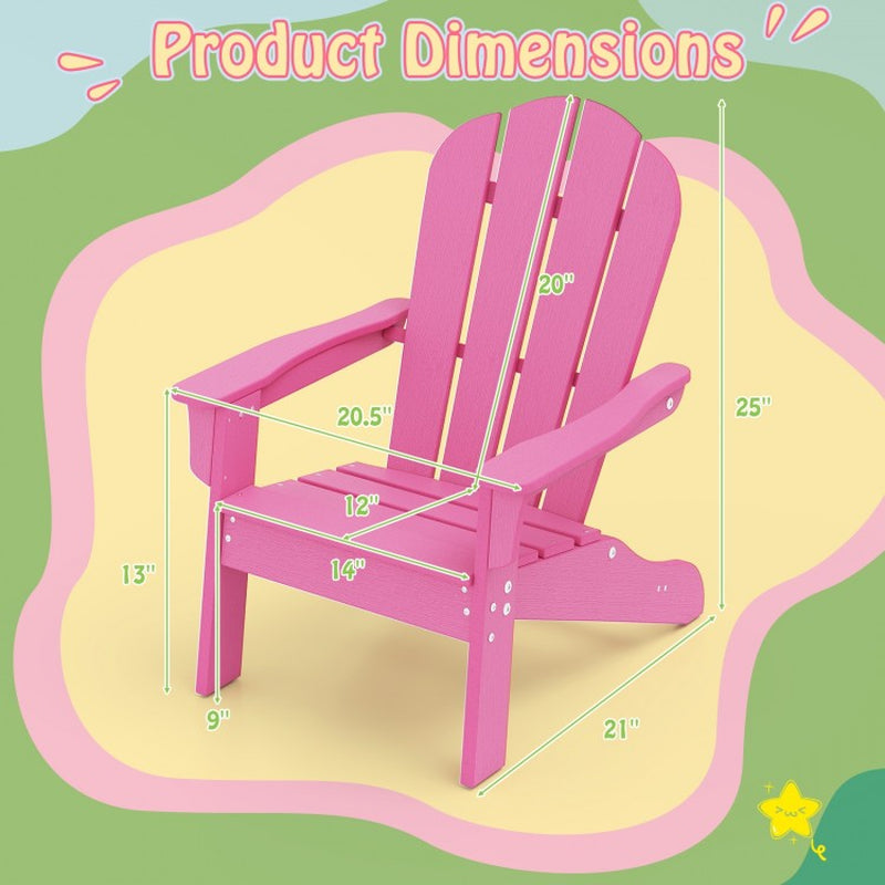 All-Weather HDPE Children's Adirondack Chair with High Backrest and Armrests
