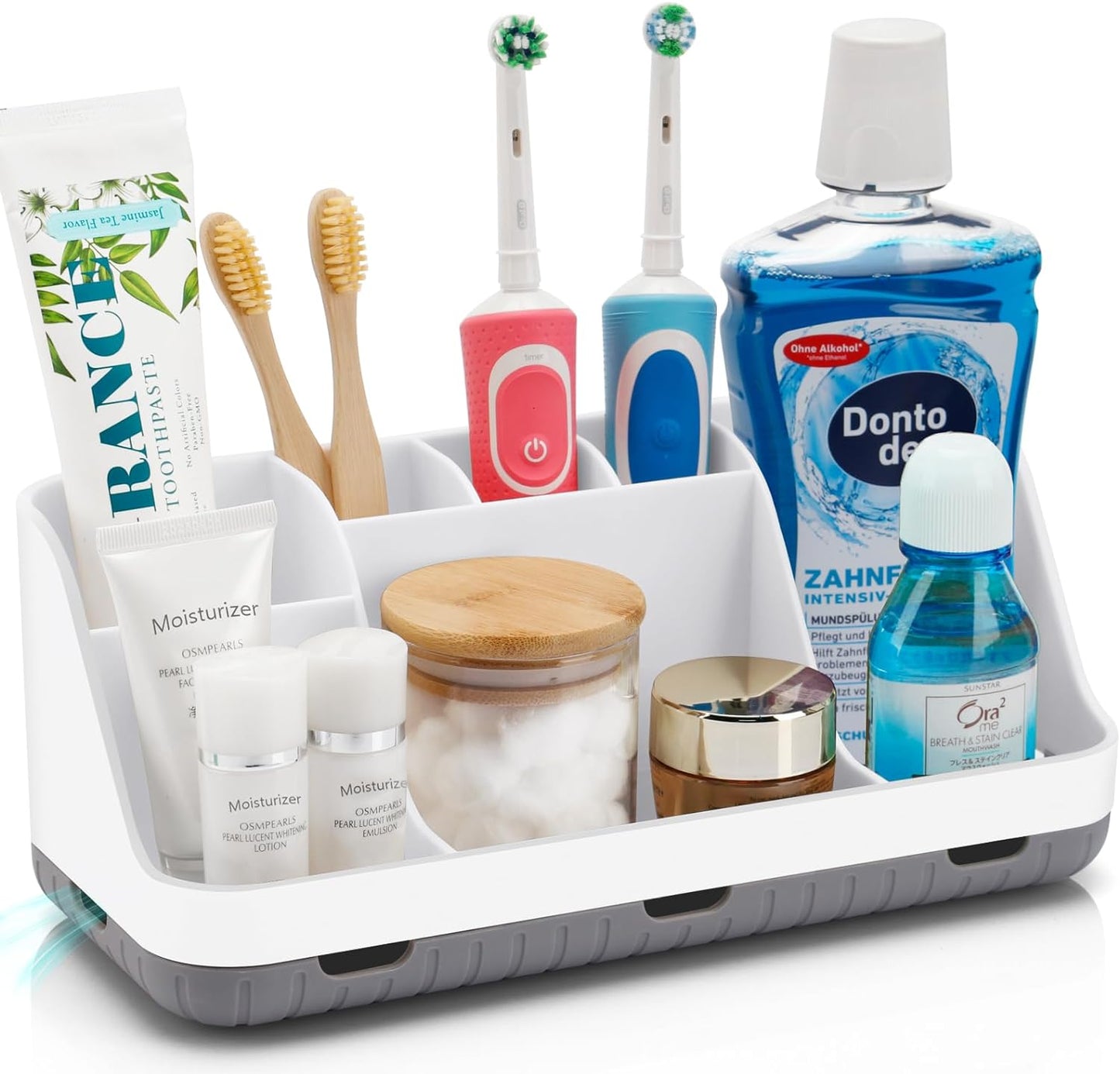 Detachable 7-Slot Marble Bathroom Organizer for Electric Toothbrushes and Toothpaste 