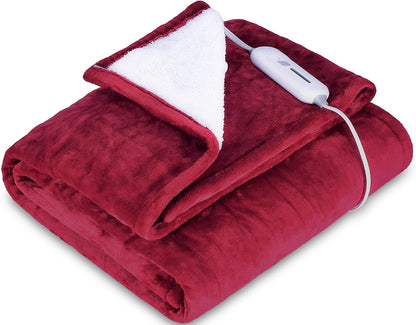 Reversible Electric Heated Blanket - Flannel/Sherpa, Fast Heating with 3 Temperature Settings, 4-Hour Auto Shut-Off, ETL Certified, Machine Washable, 50" x 60