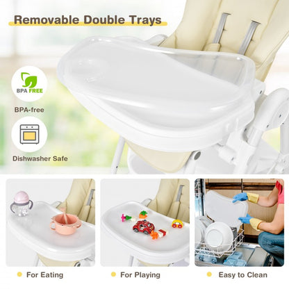 Folding Baby Chair with Wheel Tray and Storage Basket
