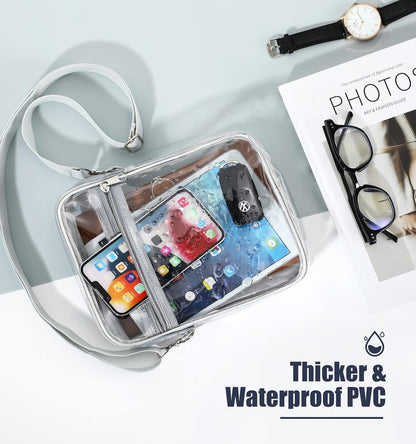 Clear Stadium-Approved Crossbody Bag with Adjustable Strap for Concerts, Festivals, and Sporting Events