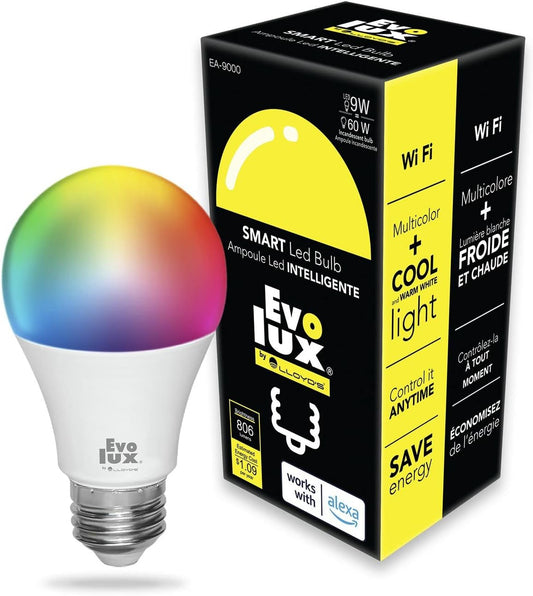 Dimmable Smart LED Light Bulb with WiFi Compatibility for Alexa - 806 Lumens, Energy Efficient, No Hub Required, Multicolor and Adjustable White Light (1)
