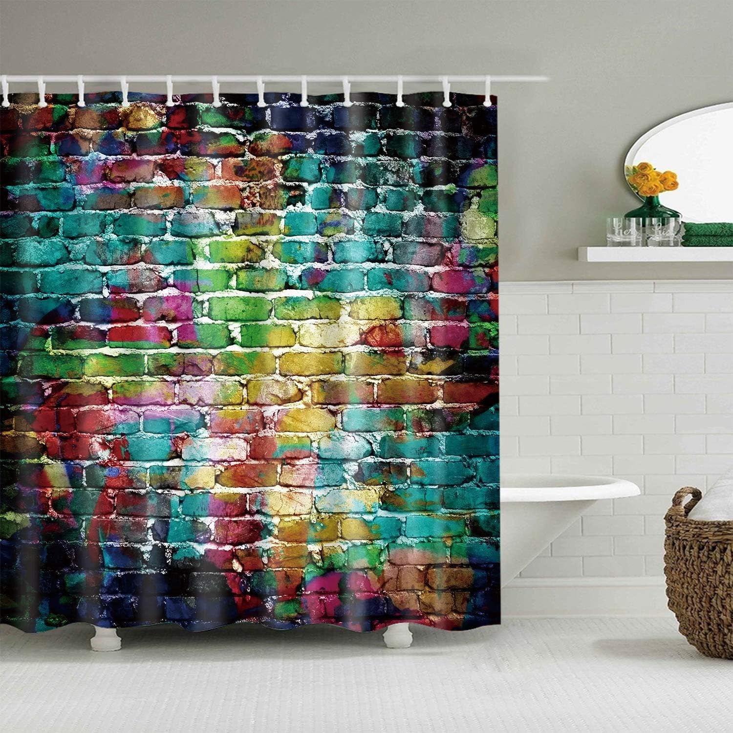Modern Waterproof Polyester Bath Shower Curtain Set with Hooks and Elegant Design