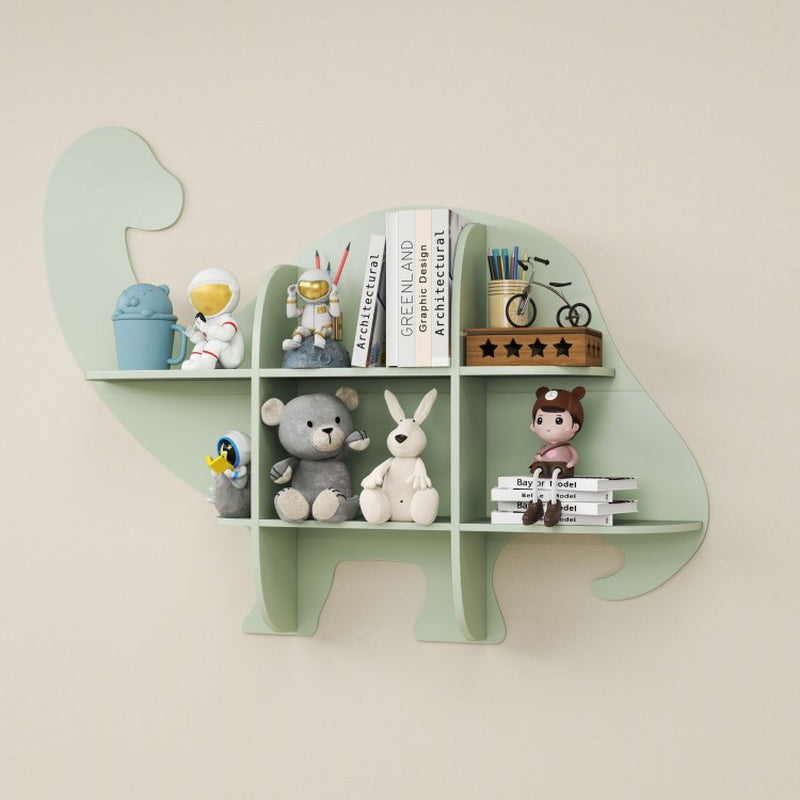 2-Tier Floating Bookshelf Featuring Dinosaur Design for Children