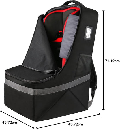 Padded Car Seat Travel Bag with Shoulder Strap - Large Carrier for Airport Gate Check and Infant Seats - Black