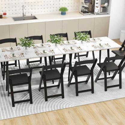 Set of 4 Foldable Dining Chairs with Rubberwood Legs and Cushioned Seats