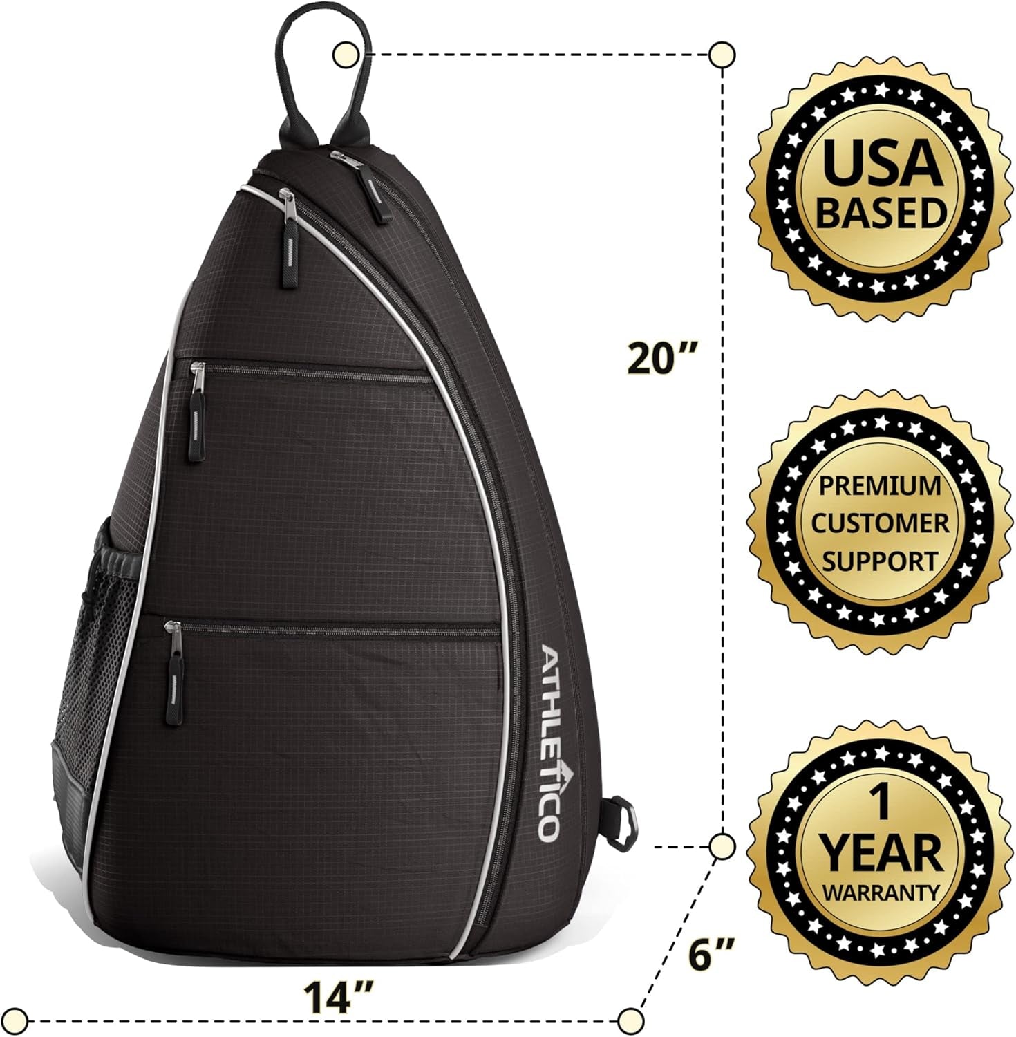Sling Bag - Versatile Crossbody Backpack for Pickleball, Tennis, Racketball, and Travel for All Genders