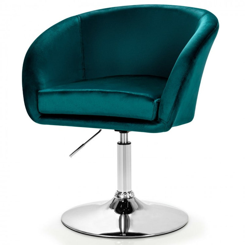 360-Degree Swivel Accent Chair with Round Back and Chrome Frame for Makeup Application