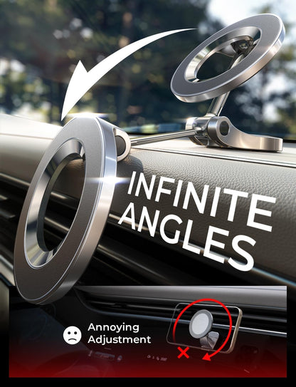 Car Mount - 24 Strong Magnets, 360° Rotating Magnetic Phone Holder -16 Pro Max, 15, 14, 13, 12, Compatible with MagSafe Cases