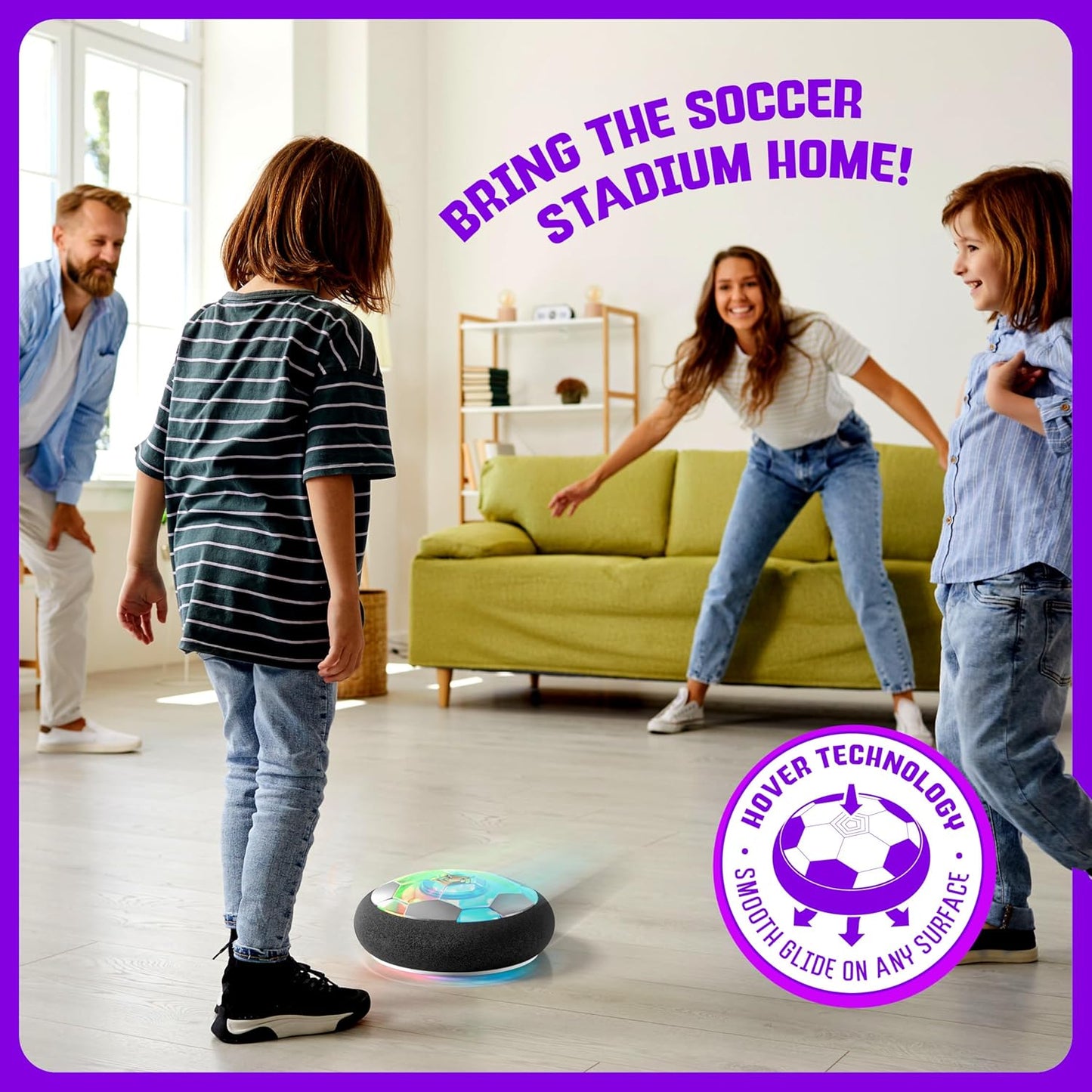 Hover Soccer Ball Indoor Toy Game with Light-Up Features Aged 6+