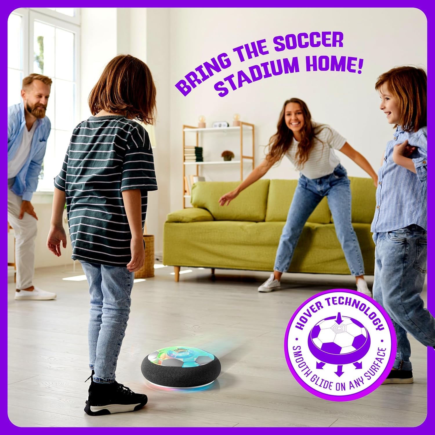 Hover Soccer Ball Indoor Toy Game with Light-Up Features Aged 6+