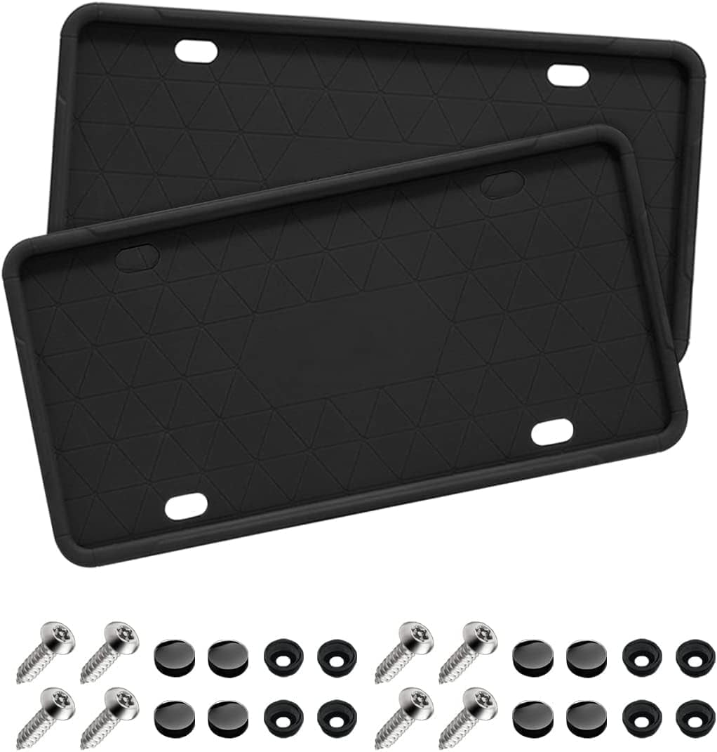 Universal Anti-Theft Silicone License Plate Frame Set, Rustproof Auto Accessories - Cars, SUVs, and Vehicles 
