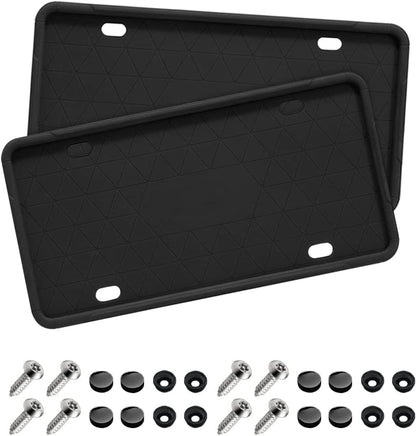 Universal Anti-Theft Silicone License Plate Frame Set, Rustproof Auto Accessories - Cars, SUVs, and Vehicles 