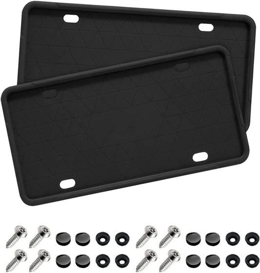 Universal Anti-Theft Silicone License Plate Frame Set, Rustproof Auto Accessories - Cars, SUVs, and Vehicles 