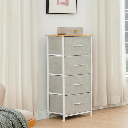 Tall Dresser for Bedroom with 4 Drawers, Storage Organizer Chest of Drawers with Removable Fabric Bins for Living Room Closet Bedside Nursery Laundry Entryway Hallway, Ash Grey