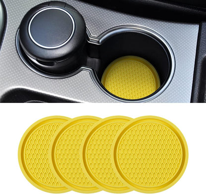 Universal Non-Slip Car Cup Holder Coasters - 4 Pack, 2.75 Inch Diameter, Durable Accessory for Most Vehicle Interiors (Red)