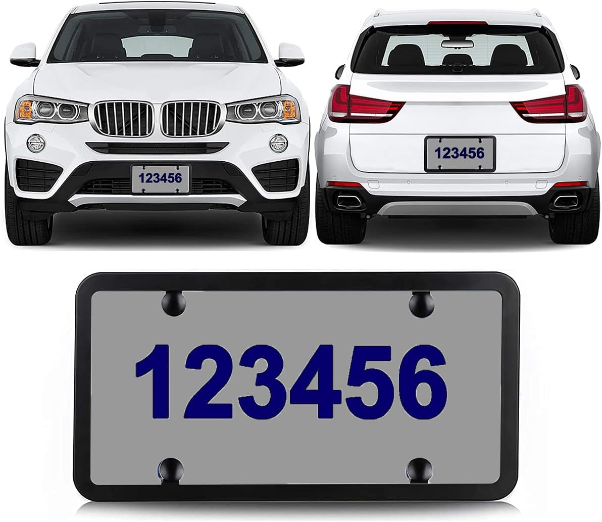 2-Pack License Plate Covers with Screw Caps - Smoked Bubble License Plate Frames and Protectors