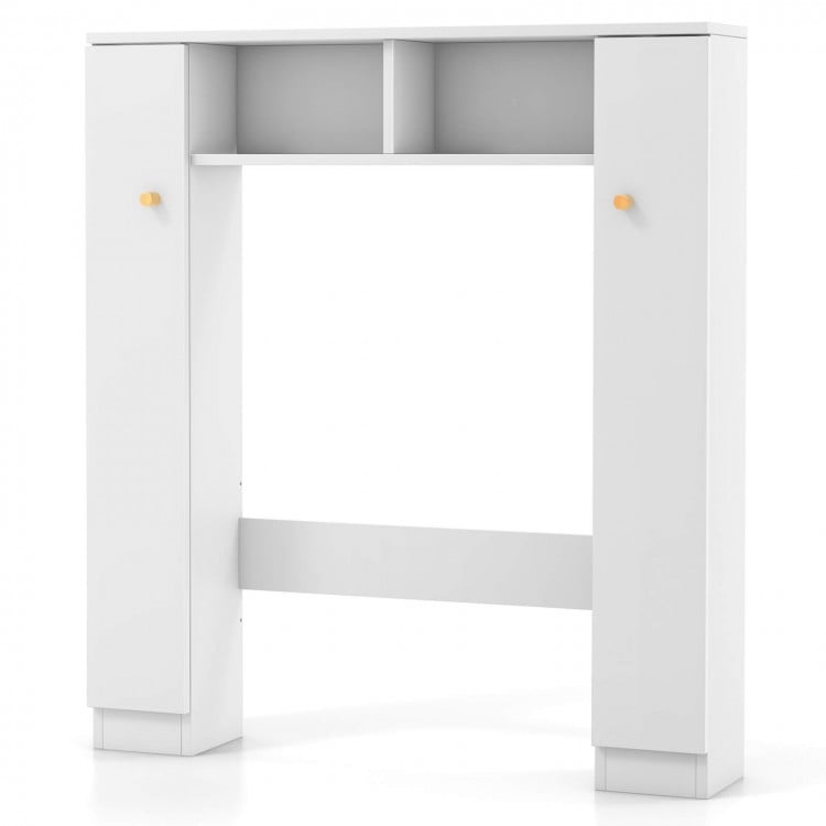 Over-the-Toilet Storage Cabinet with Dual Open Compartments and Four Adjustable Shelves