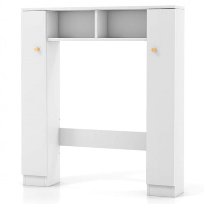Over-the-Toilet Storage Cabinet with Dual Open Compartments and Four Adjustable Shelves