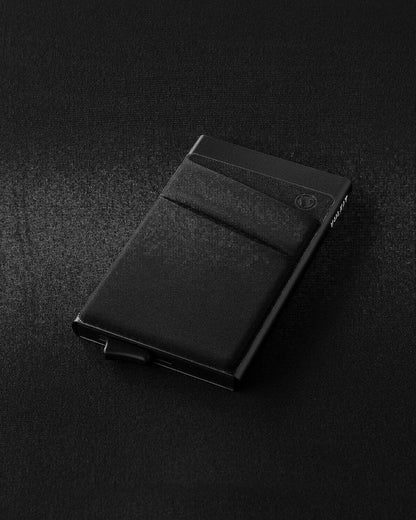 RFID Blocking Card Holder with Pop-Up Money Pocket, Slim Metal Bank Card Case for 5 Cards and Notes